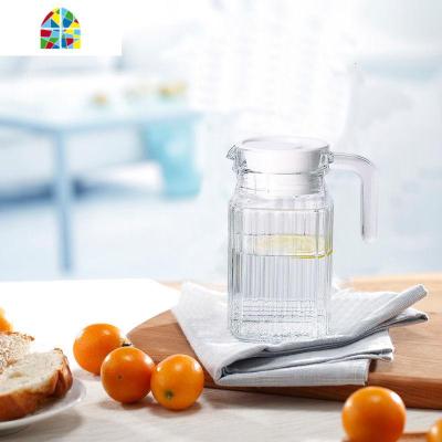 夏天冷水壶加厚玻璃凉水壶家用大容量水壶凉白开水杯套装 FENGHOU 1100ml竖条壶+6只240ml编织杯