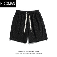 HLCOMAN夏季潮牌格子设计感休闲短裤男复古街头宽松bf风五分裤子
