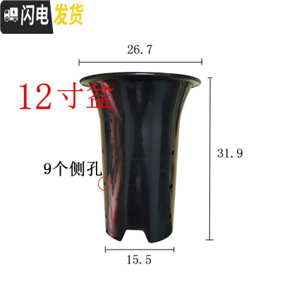 三维工匠园艺兰花盆塑料大中小号透气黑色带孔国兰君子兰墨兰花专用盆 12寸 同规格5个(送网套)花盆容器