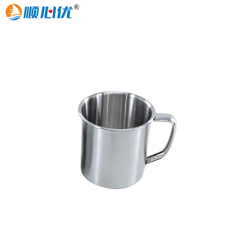 顺心优 304不锈钢水杯 口杯 手柄办公室茶杯 7cm200ml不带盖/个