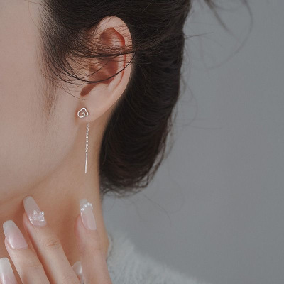 s925银针祥云耳线女小众设计短款耳链日韩简约百搭显脸瘦云朵耳饰送女朋友老婆情人节七夕生日礼物