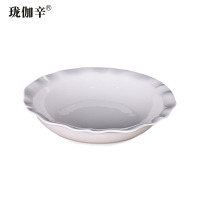 珑伽辛 白色陶瓷荷口碗酸菜鱼碗 9英寸/个