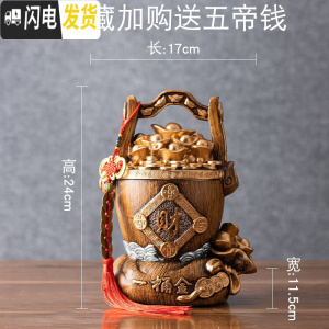 三维工匠创意个性复古存钱罐大人用家用储钱罐超大号大容量储蓄罐客厅摆件 小号一桶金存钱罐摆件木色可存可取