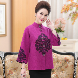 品牌送礼妈妈装羊绒衫女中老年奶奶宽松加大码毛衣本命年老太太开衫女羊绒开衫女印花毛衣女中老年人保暖羊毛衫加绒外套