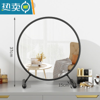 敬平大号台式桌面化妆镜led带灯宿舍学生ins风梳妆台卧室网红补光圆镜便携式用镜 黑色30CM 升级金属款[可调节高清银