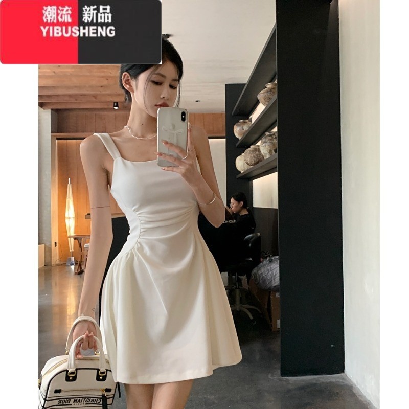 YIBUSHENG法式独特绝美漂亮连衣裙女2024新款收腰显瘦别致甜辣吊带小礼裙