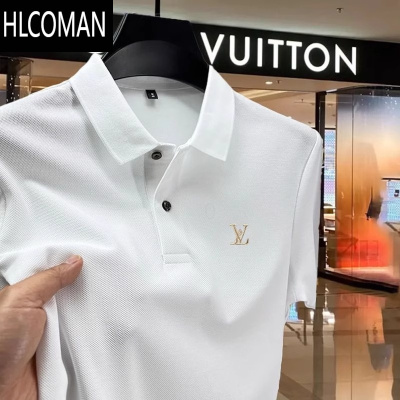 HLCOMAN夏季潮流潮牌时尚简约刺绣潮牌简约百搭翻领polo衫2025新年短袖男