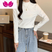 七斓半高领德绒打底衫女春装2023高级感内搭加绒加厚百搭t恤上衣