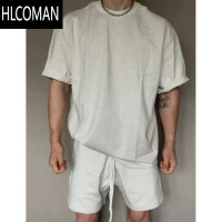 HLCOMAN260克冰感棉美式短袖T恤男夏季新款宽松休闲上衣男款