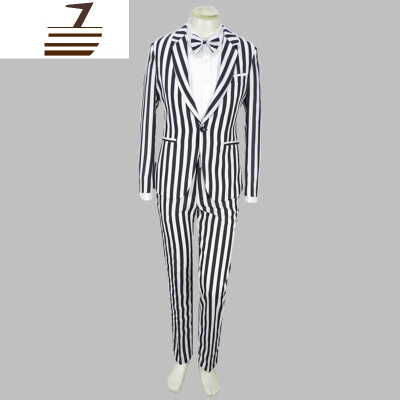 NEWLAKE黑白条纹西服套装男成人个性魔术表演舞蹈街舞小丑西装歌手演出服黑白条纹默认尺寸