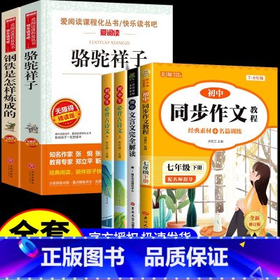 [配套人教版6册]骆驼祥子+钢铁+初中古诗文+文言文+同步作文 [正版]骆驼祥子和钢铁是怎样炼成的原著完整版七年级必读名