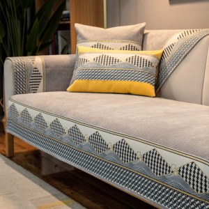 雪尼尔沙发垫四季通用轻奢皮沙发套罩北欧简约高档坐垫子盖布新品春夏秋冬季