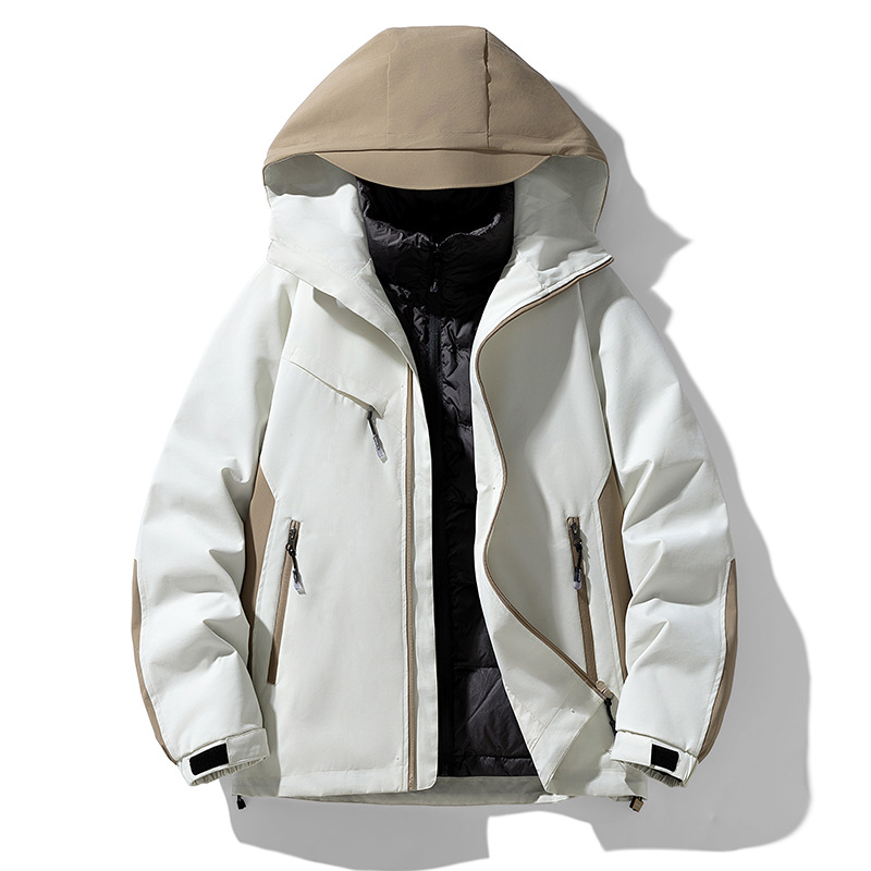 男装白鸭绒羽绒服男士冬季新款户外防风冲锋衣三合一工装夹克外套