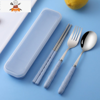 敬平学生筷子勺子式餐具套装便携三件套可爱儿童便携收纳盒叉子单人装
