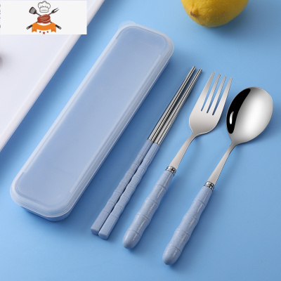 敬平学生筷子勺子式餐具套装便携三件套可爱儿童便携收纳盒叉子单人装