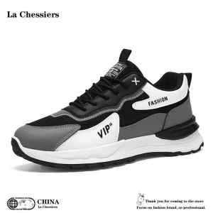 La Chessiers男鞋运动鞋2024新款春秋季透气网面阿甘鞋子男百搭厚底休闲老爹潮鞋