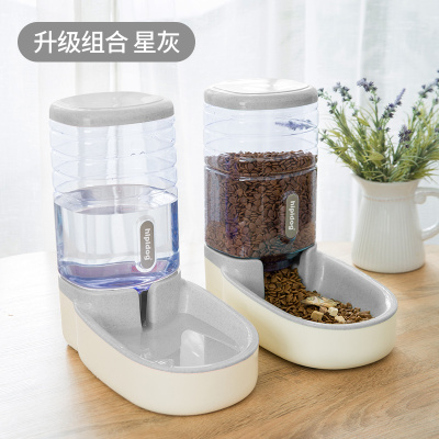 狗狗饮水器宠物自动喂食器时光旧巷猫咪喝水器挂式水盆用品泰迪饮水机升级款组合装星灰-#都市情调#