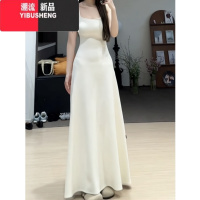 YIBUSHENG法式复古长裙女2024春季新款收腰显瘦设计感气质背心吊带连衣裙