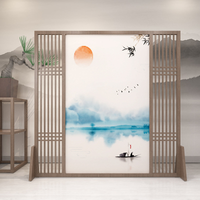 中式屏风隔断墙客厅玄关办公室酒店茶室装饰遮挡实木格栅定制座屏 C9胡桃木180*180CM 整装