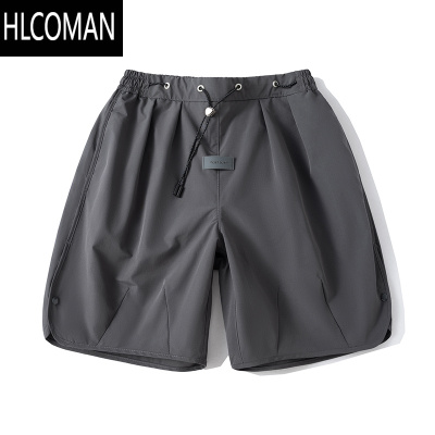 HLCOMANmYes日系潮牌纯色轻薄休闲工装短裤男士夏季宽松速干五分裤