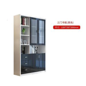森美人简约书房书柜置物架组合格子柜 现代烤漆落地带玻璃书橱文件柜