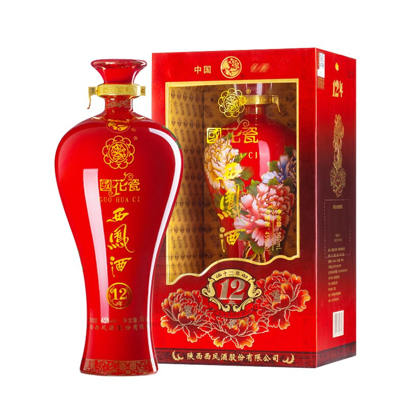 西凤 国花瓷12年 45度 500ml 单瓶 凤香型 白酒