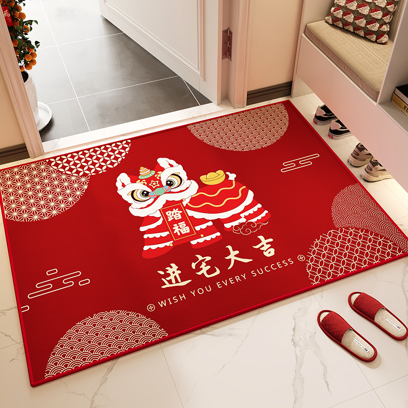 2025新款入户门地垫新年喜庆进门口脚垫防滑除尘垫子室内玄关地毯