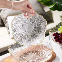 花瓣玻璃果盘客厅上档次办公室果盘干果糖果盘套装