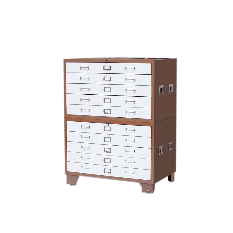 湘渭底图柜工程资料图纸柜0号1号抽屉柜地图柜文件柜菲林柜图纸收纳柜1号咖白十抽1000*700*1200