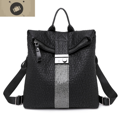 香港真皮双肩包女2020新款牛皮大容量旅行背包软皮百搭女士包包艾狄伊娃黑色