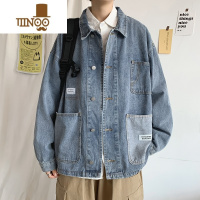 YANXU水洗牛仔外套男宽松潮牌港风百搭韩版潮流街头痞帅工装夹克