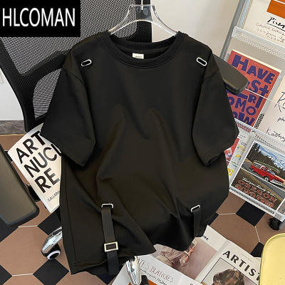 HLCOMAN2024夏季潮牌短袖t恤男ins高街美式复古休闲日系潮流嘻哈半袖上衣