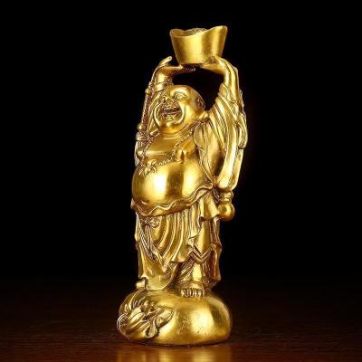 美帮汇铜弥勒铜举元宝大肚笑佛摆件家居客厅供奉办公用品
