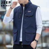 JEEP SPIRIT新款休闲多袋马甲男户外坎肩外套春秋冬外穿马夹