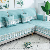 家柏饰(CORATED)四季通用防滑沙发垫坐垫子布艺全包萬能沙发套罩沙发盖布沙发巾 澜亭浅蓝 70*70cm