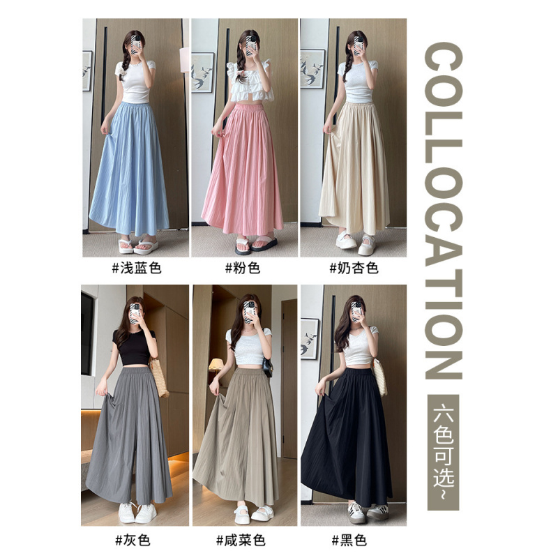 紫色裙裤女2026新款夏季高腰垂感休闲小个子半身裙冰丝山本阔腿裤