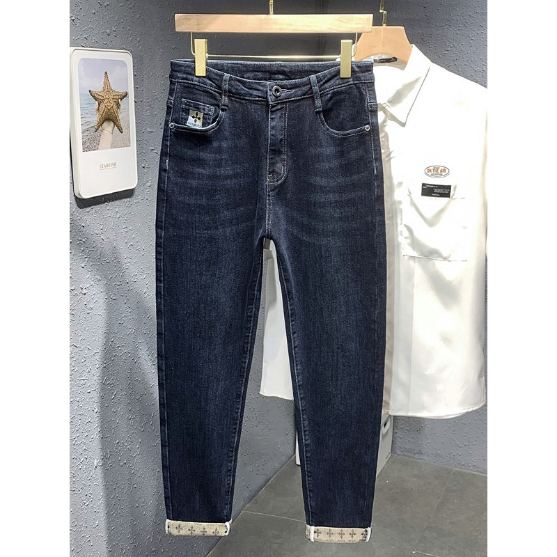 短视频男装高端品质牛仔裤全底印花刺绣男裤子弹性大牛仔