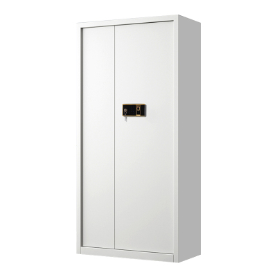 铭威盾指纹电子保密柜钢制密码文件柜档案柜矮柜保密资料柜办公柜通门白色:钥匙指纹锁