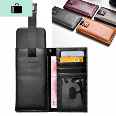 通用简约男女手机手拿包保护套多功能钱包抽带手机包卡套长款票夹NEWLAKE男士手拿包