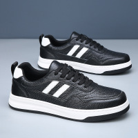 头层牛皮男士休闲鞋厚底运动透气板鞋潮牌百搭真皮小白鞋男款男鞋