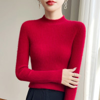 一线成衣半高领套头毛衣打底衫女秋冬短款毛衫修身显瘦长袖针织衫