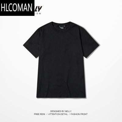 HLCOMANins日系文乐潮牌男女t恤短袖衫情侣纯色打底衫夏季学生t恤bf