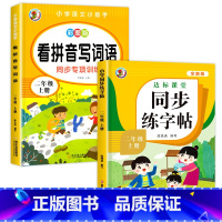 [2本]同步练字帖+看拼音写词语 二年级上 [正版]老师二年级上册语文练字帖人教版 小学2年级同步字帖练字生字每日一练