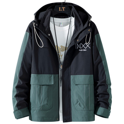 男装春秋新款中青年男士夹克时尚休闲舒适柔软潮款时尚百搭男士长袖连帽夹克轻奢世家