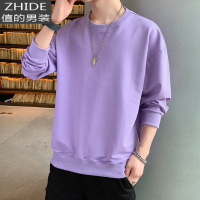 SUNTEK圆领长袖t恤冬季男士卫衣体恤潮流内搭上衣服男装韩版宽松打底衫卫衣