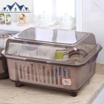 碗柜厨房塑料家用多功能特大号放碗筷收纳箱带盖碗碟沥水架收纳盒 三维工匠收纳层架
