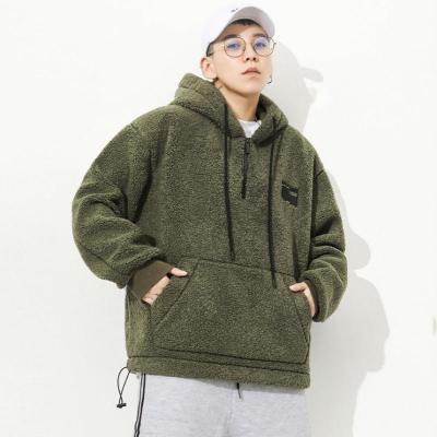 (JIAMEN)新品直营-户外运动秋冬季新款加厚加绒连帽宽松卫衣男宽松嘻哈国潮牌羊羔毛外套男生