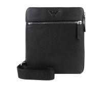 Emporio Armani2025新款男包黑色单肩包时尚斜挎包经典复古实用型男士邮差包