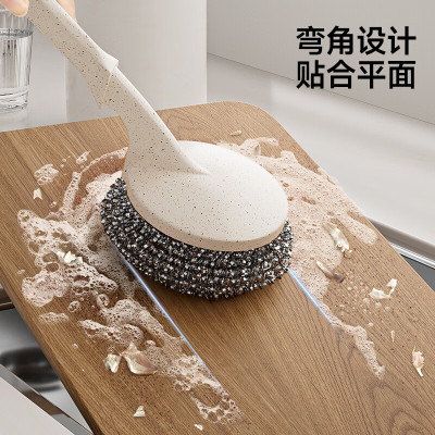 五月花钢丝球不锈钢钢丝刷锅长柄厨房洗碗锅刷手柄 清洁球不掉丝共8个球