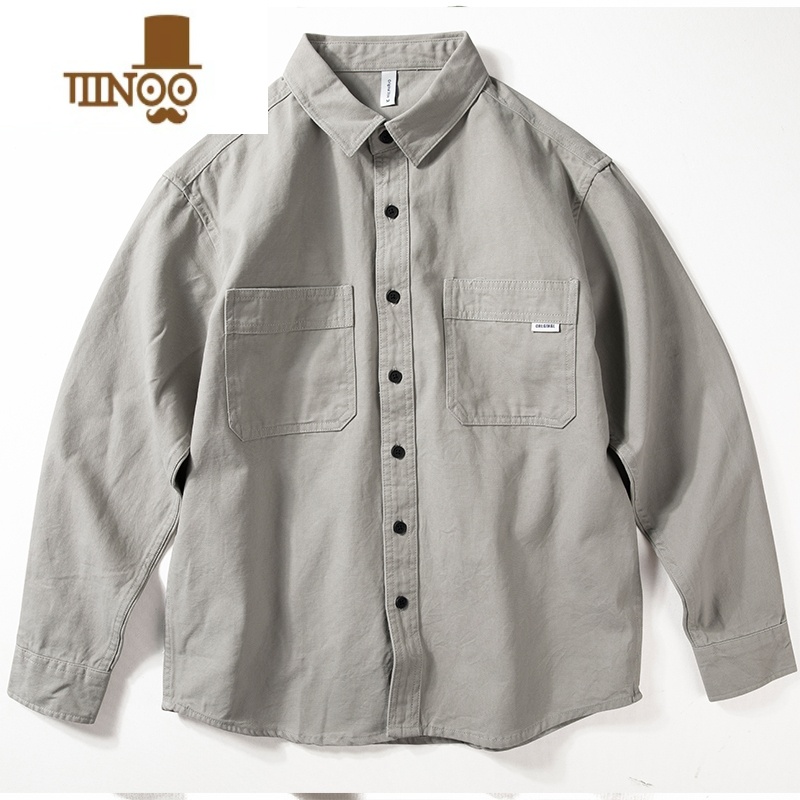 YANXU工装衬衫男日系复古衬衣外穿上衣青年潮牌早秋薄宽松休闲外套